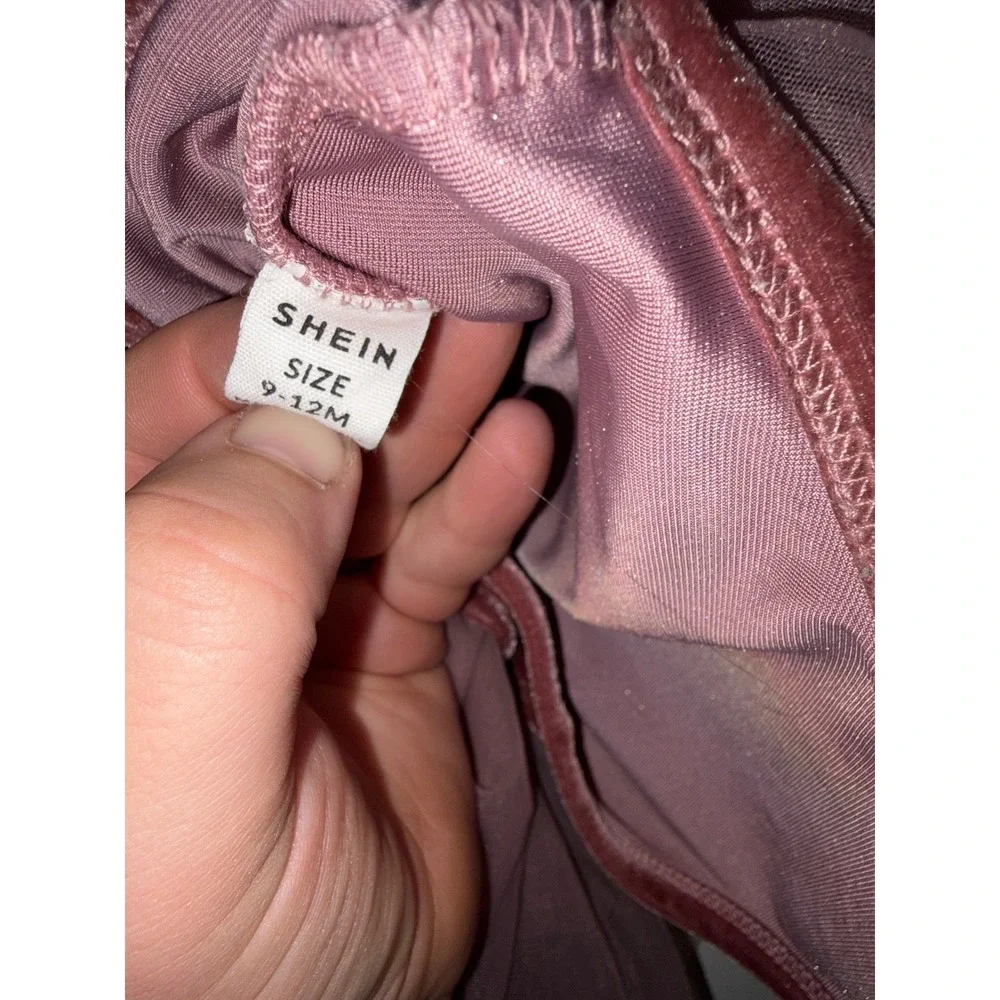 SHEIN Baby Girl‎ Velvet Tulle Tutu Romper 9-12M Dusty Rose Mauve Ballerina